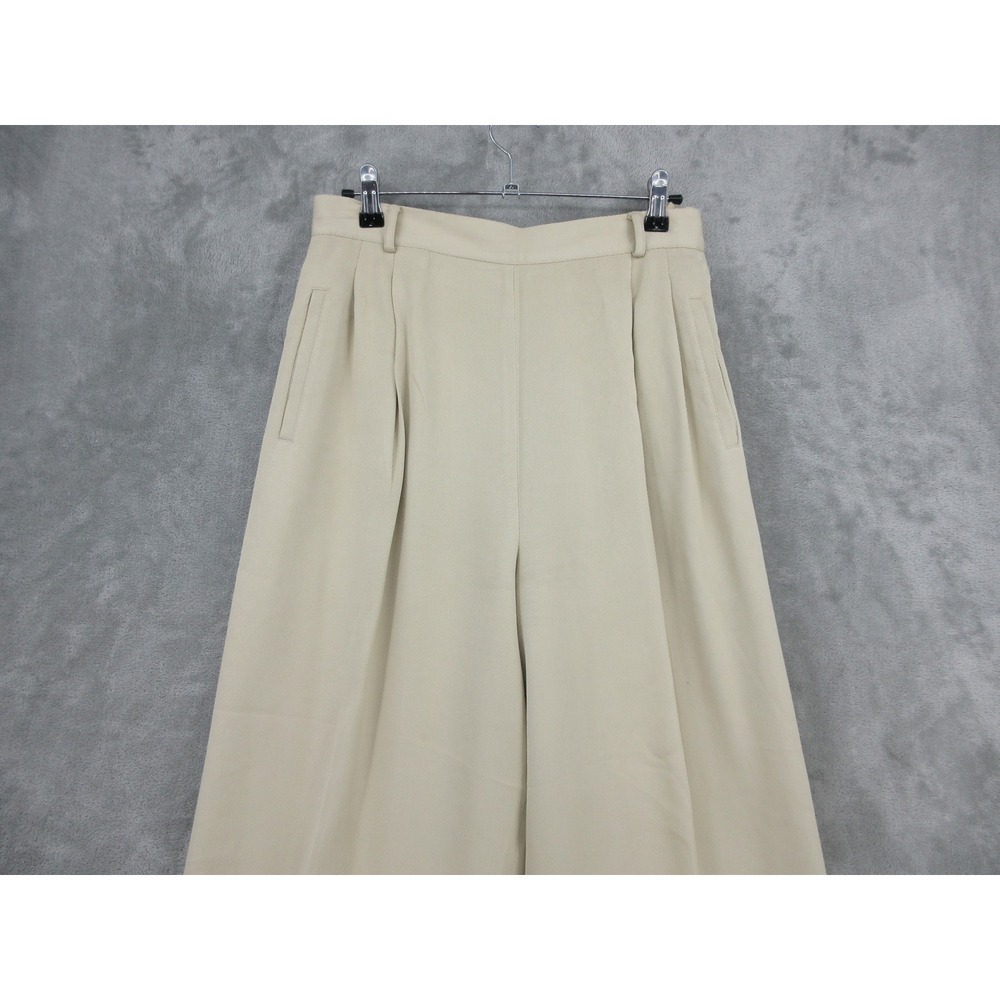 Vintage Ann Taylor Pants Womens Size 10 Silk Pleated Wide Leg Trousers Pockets - Picture 3 of 13